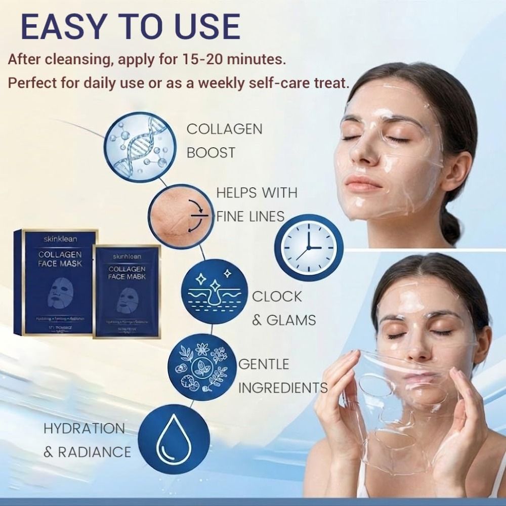 Sheet Mask Collagen - Hydrating Collagen Face Mask Helps with